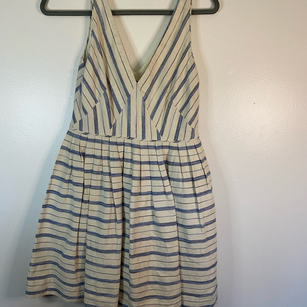 J.Crew blue and cream stripe dress with pockets size 4